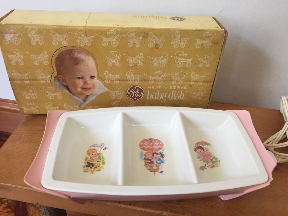 Vintage GE Heat Serve Heated Electric Baby Serving Dish Pink Melamine D2 BA2D3